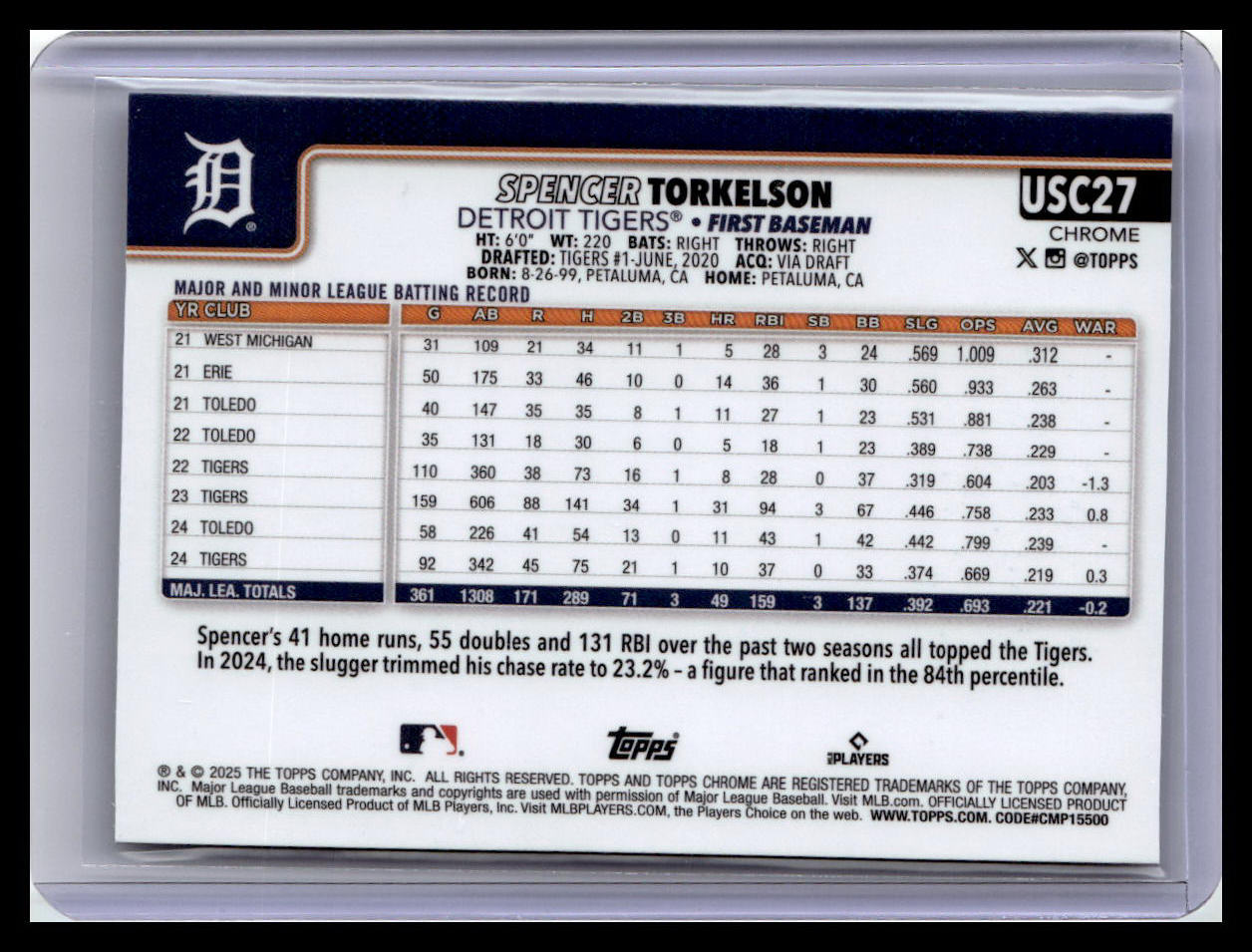 2025 Topps Chrome Update #USC27 Spencer Torkelson