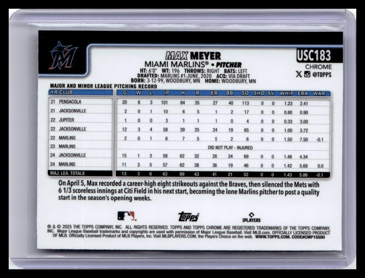 2025 Topps Chrome Update #USC183 Max Meyer