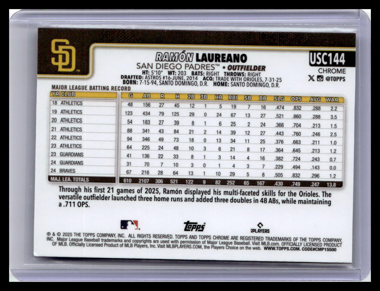 2025 Topps Chrome Update #USC144 Ramón Laureano