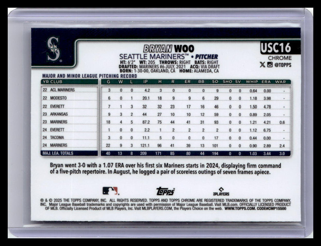 2025 Topps Chrome Update #USC16 Bryan Woo
