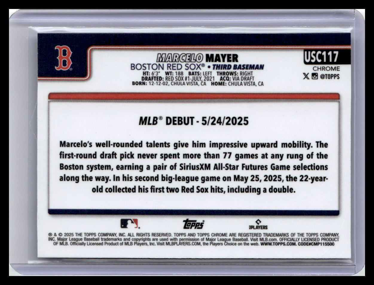 2025 Topps Chrome Update #USC117 Marcelo Mayer