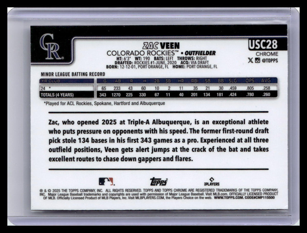 2025 Topps Chrome Update #USC28 Zac Veen