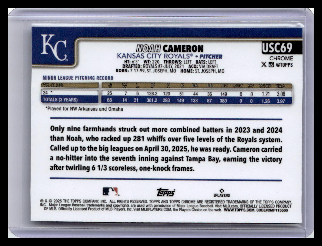 2025 Topps Chrome Update #USC69 Noah Cameron