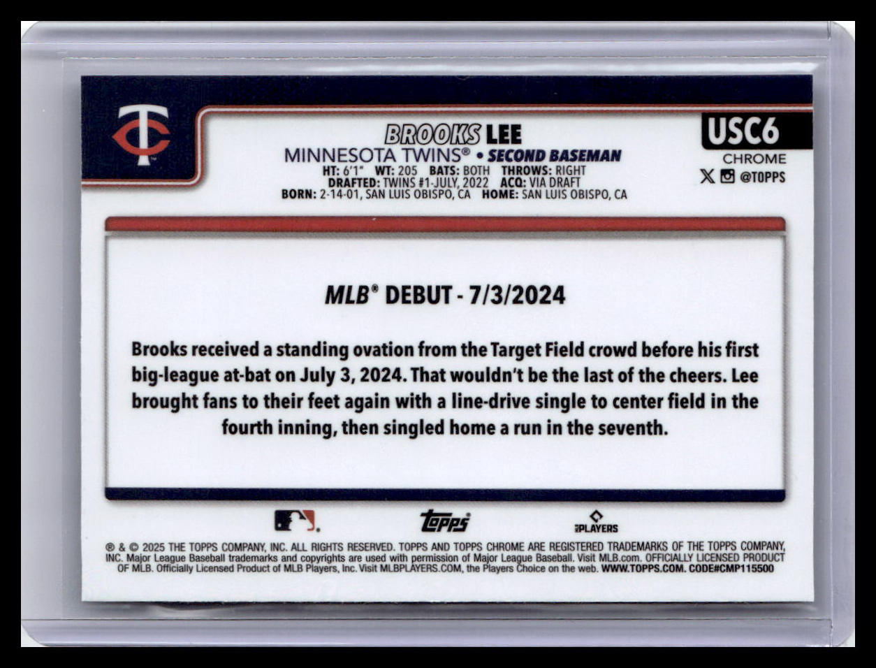 2025 Topps Chrome Update #USC6 Brooks Lee