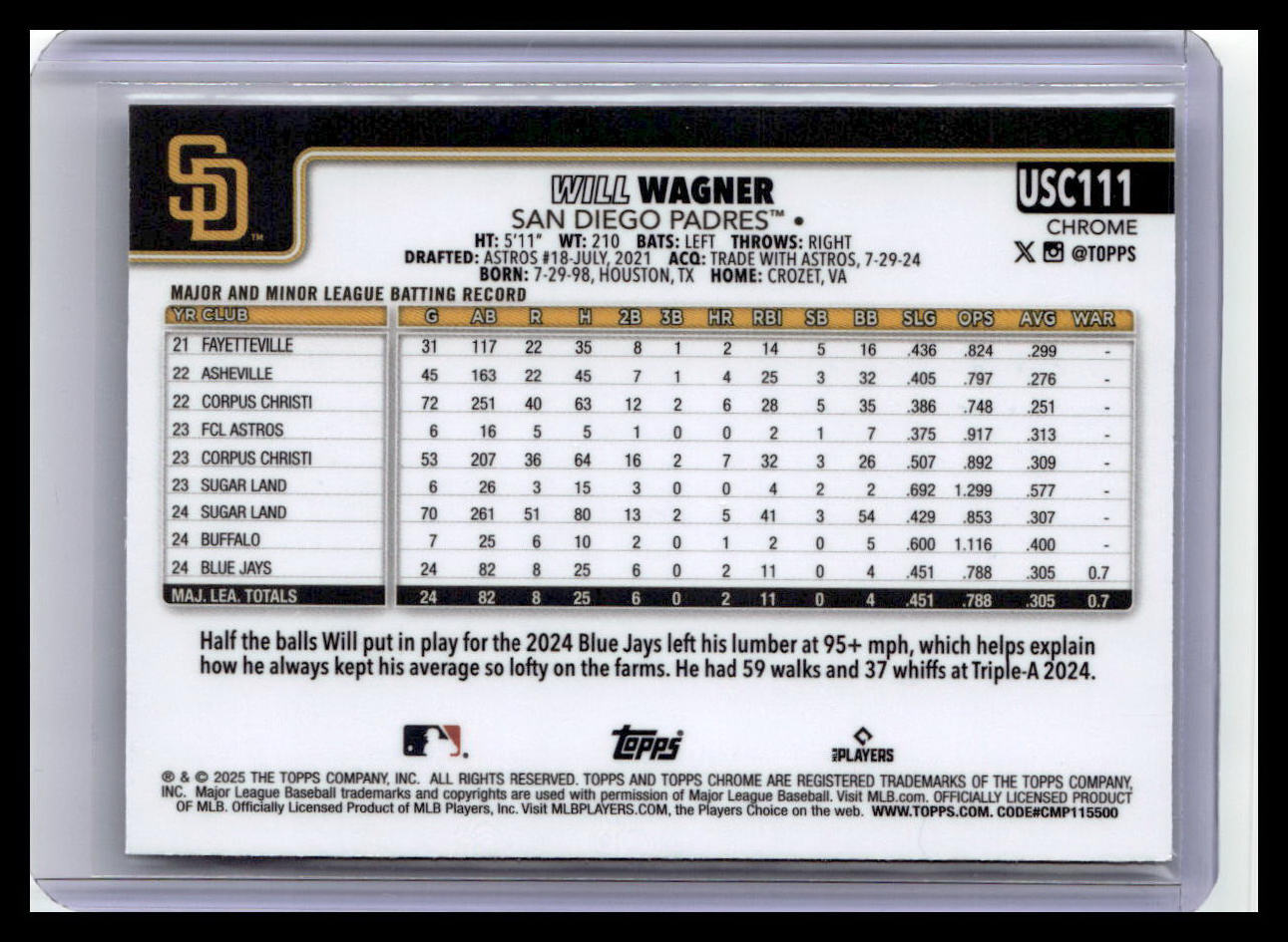 2025 Topps Chrome Update #USC111 Will Wagner