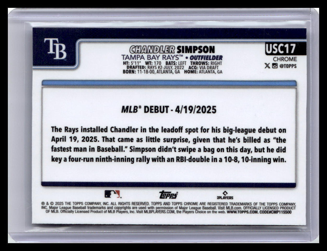 2025 Topps Chrome Update #USC17 Chandler Simpson