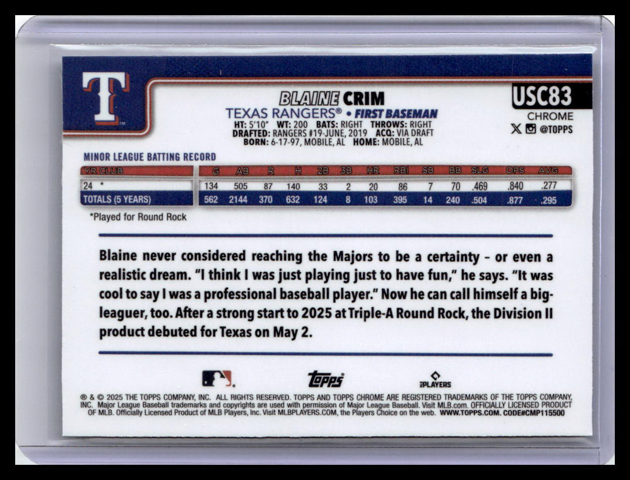 2025 Topps Chrome Update #USC83 Blaine Crim