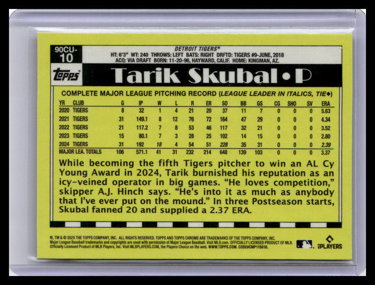 2025 Topps Chrome Update #90CU-10 Tarik Skubal 1990 Topps Chrome
