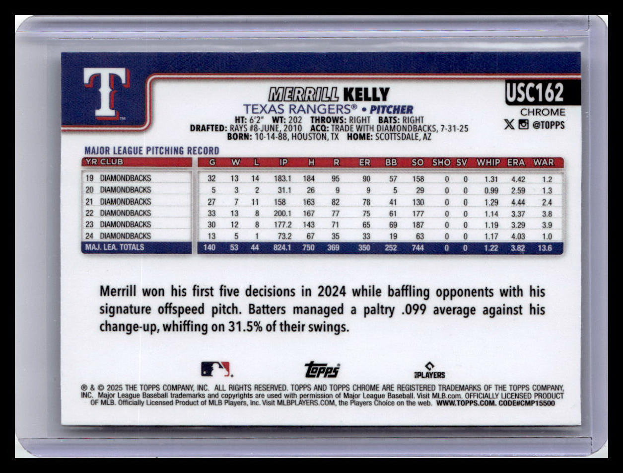 2025 Topps Chrome Update #USC162 Merrill Kelly Prism Refractors