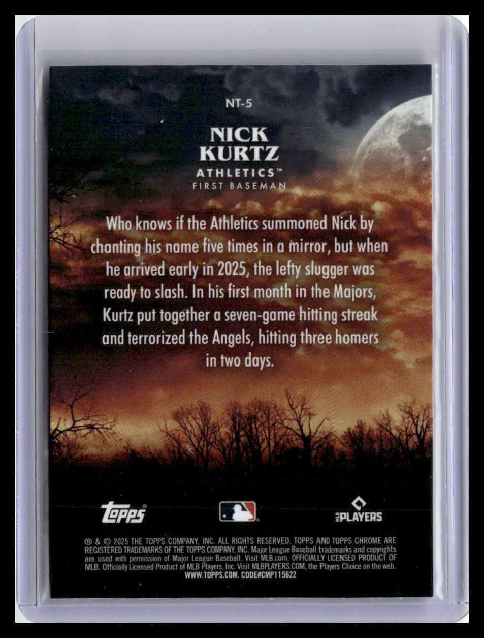 2025 Topps Chrome Update #NT-5 Nick Kurtz Night Terrors