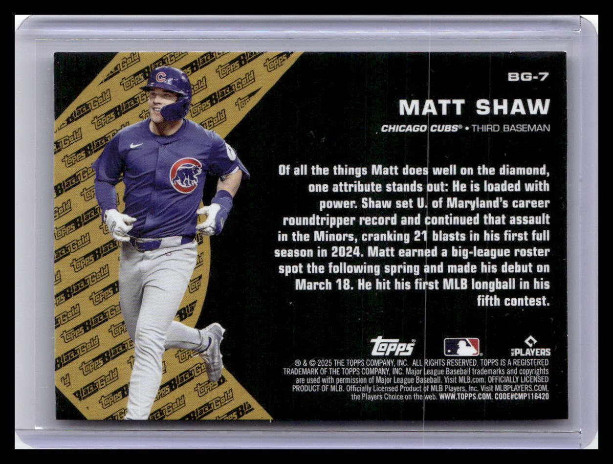 2025 Topps Update #BG-7 Matt Shaw Topps Black Gold