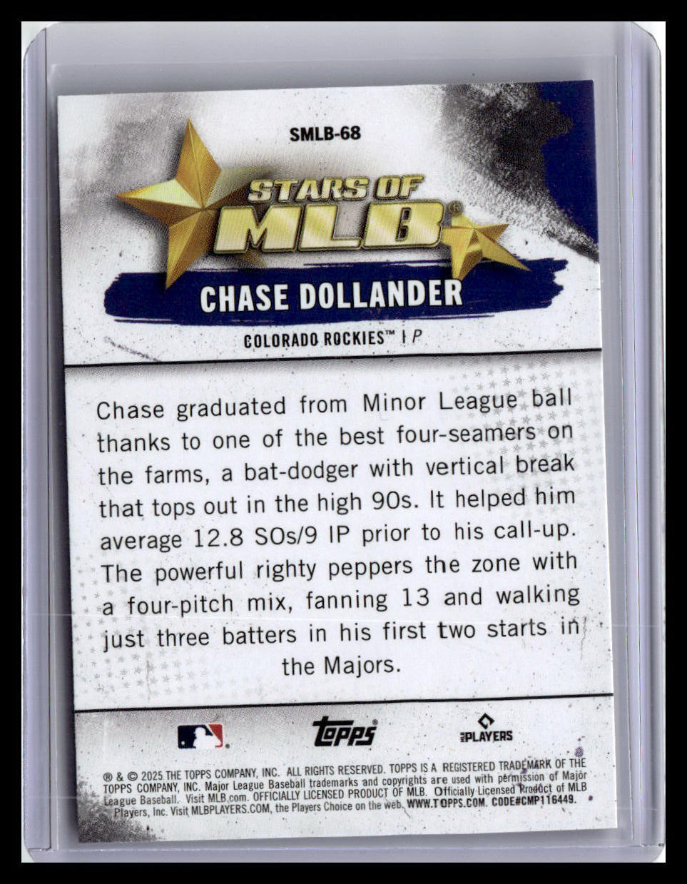 2025 Topps Update #SMLB-68 Chase Dollander Stars of MLB