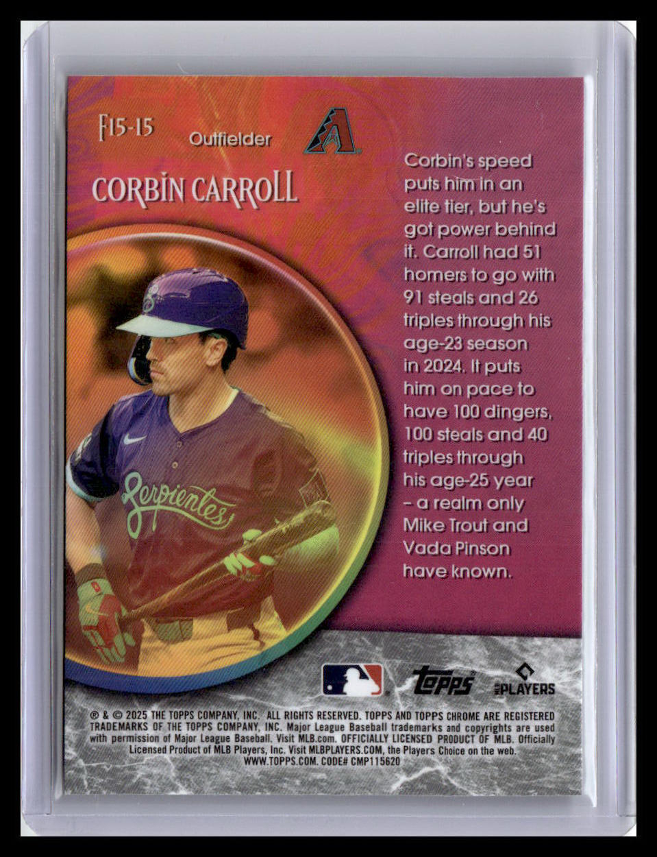 2025 Topps Chrome Update #F15-15 Corbin Carroll Fortune 15