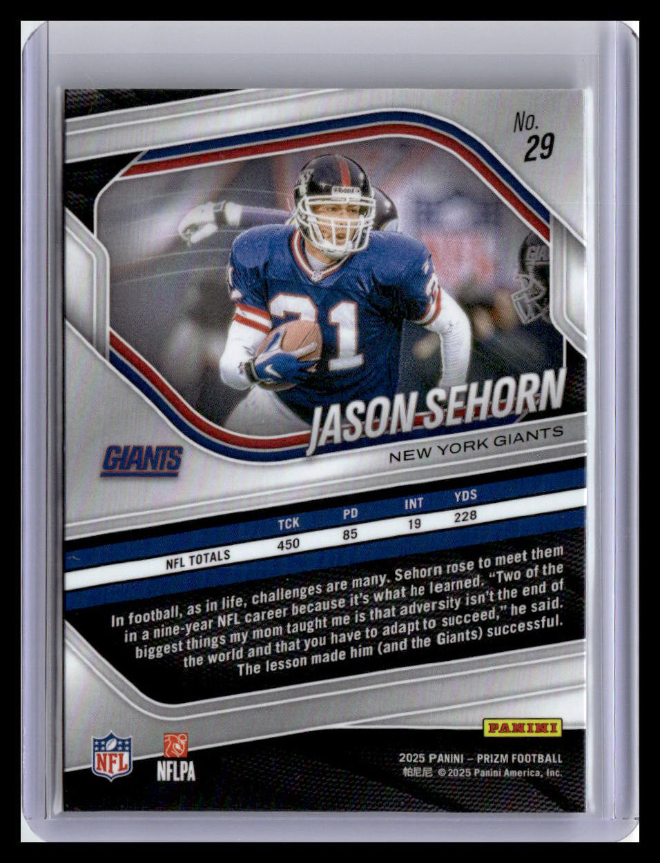 2025 Panini Prizm #29 Jason Sehorn