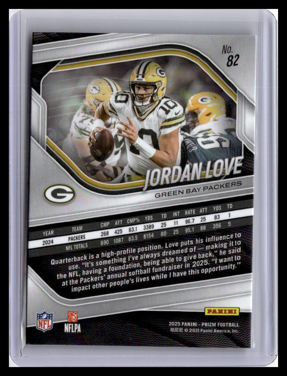 2025 Panini Prizm #82 Jordan Love