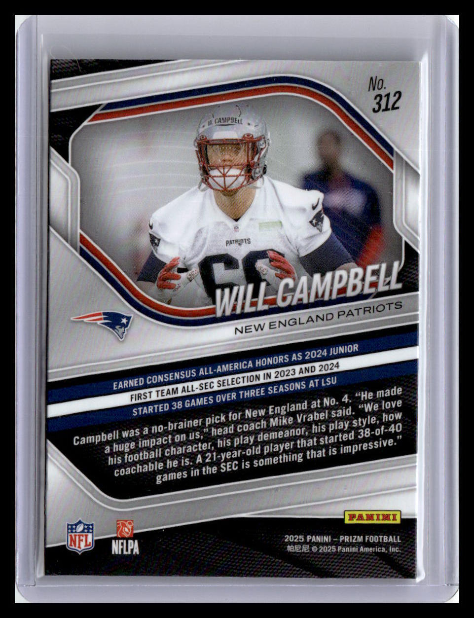 2025 Panini Prizm #312 Will Campbell