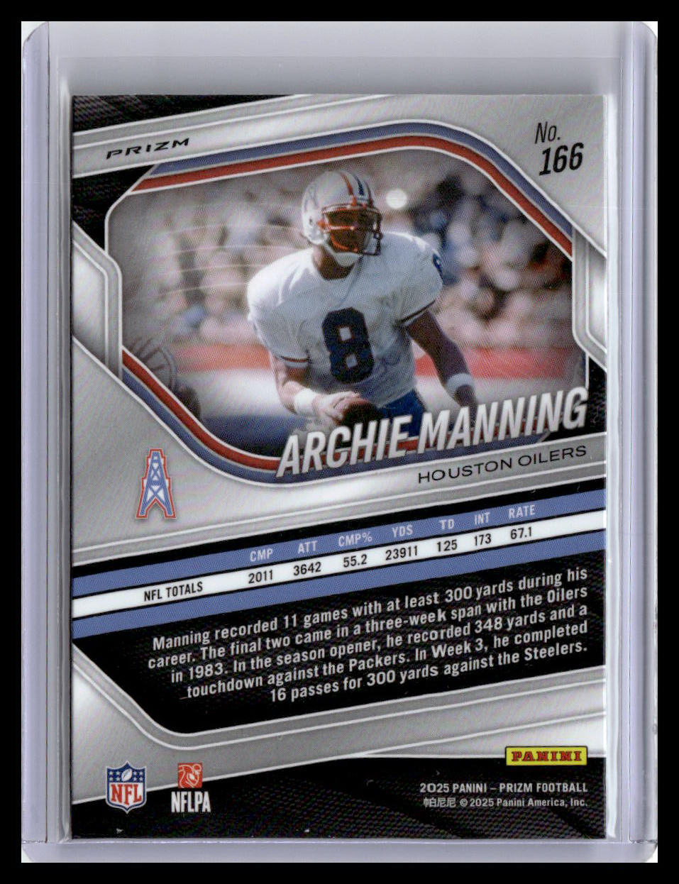 2025 Panini Prizm #166 Archie Manning Neon Green Pulsar