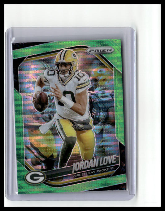 2025 Panini Prizm #82 Jordan Love Neon Green Pulsar