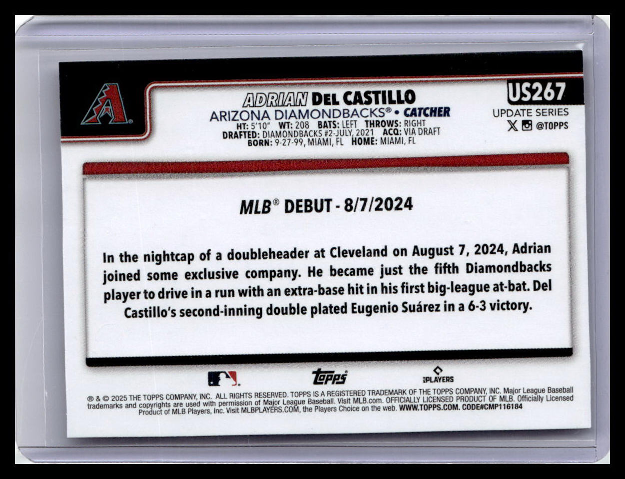 2025 Topps Update #US267 Adrian Del Castillo