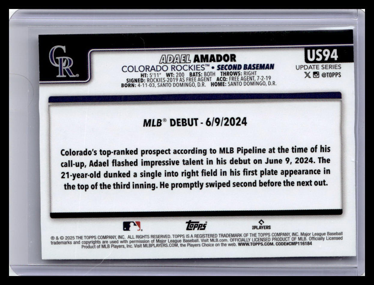 2025 Topps Update #US94 Adael Amador