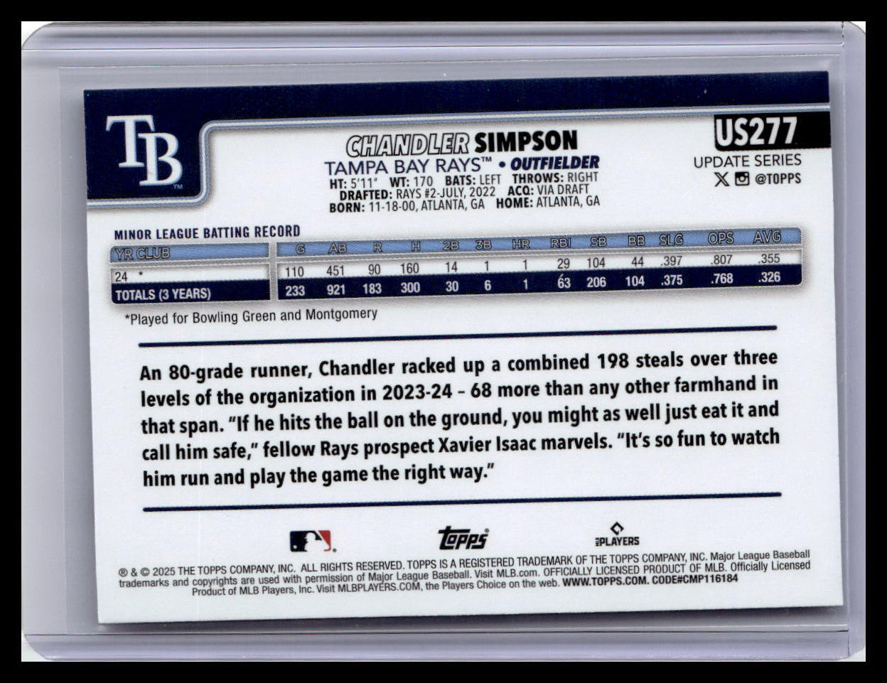 2025 Topps Update #US277 Chandler Simpson