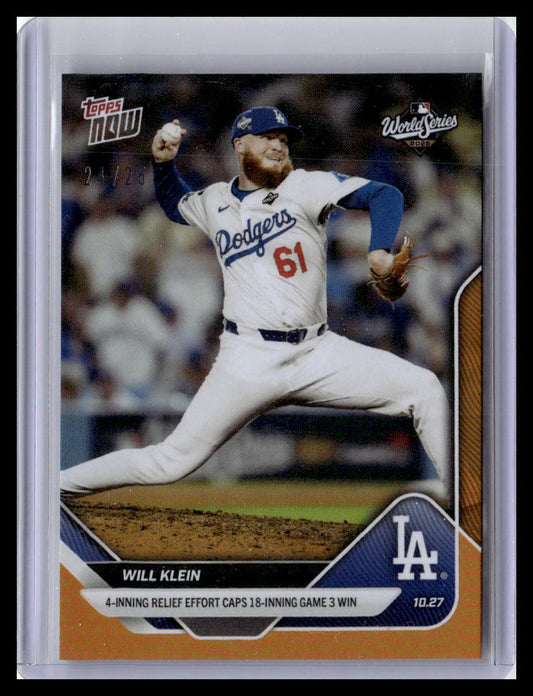 2025 Topps Now #907 Will Klein Orange Foil 24/25