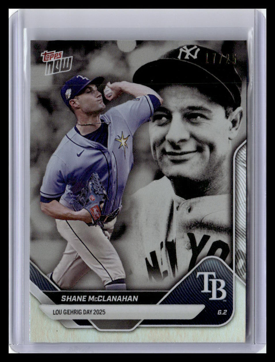 2025 Topps Now Lou Gehrig Day #LGD-SM Shane McClanahan Iron Dark Silver 17/25