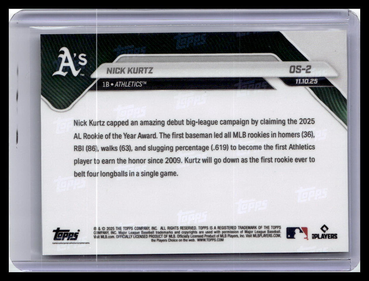 2025-26 Topps Now Off-Season #OS-2 Nick Kurtz Rookie Of The Year