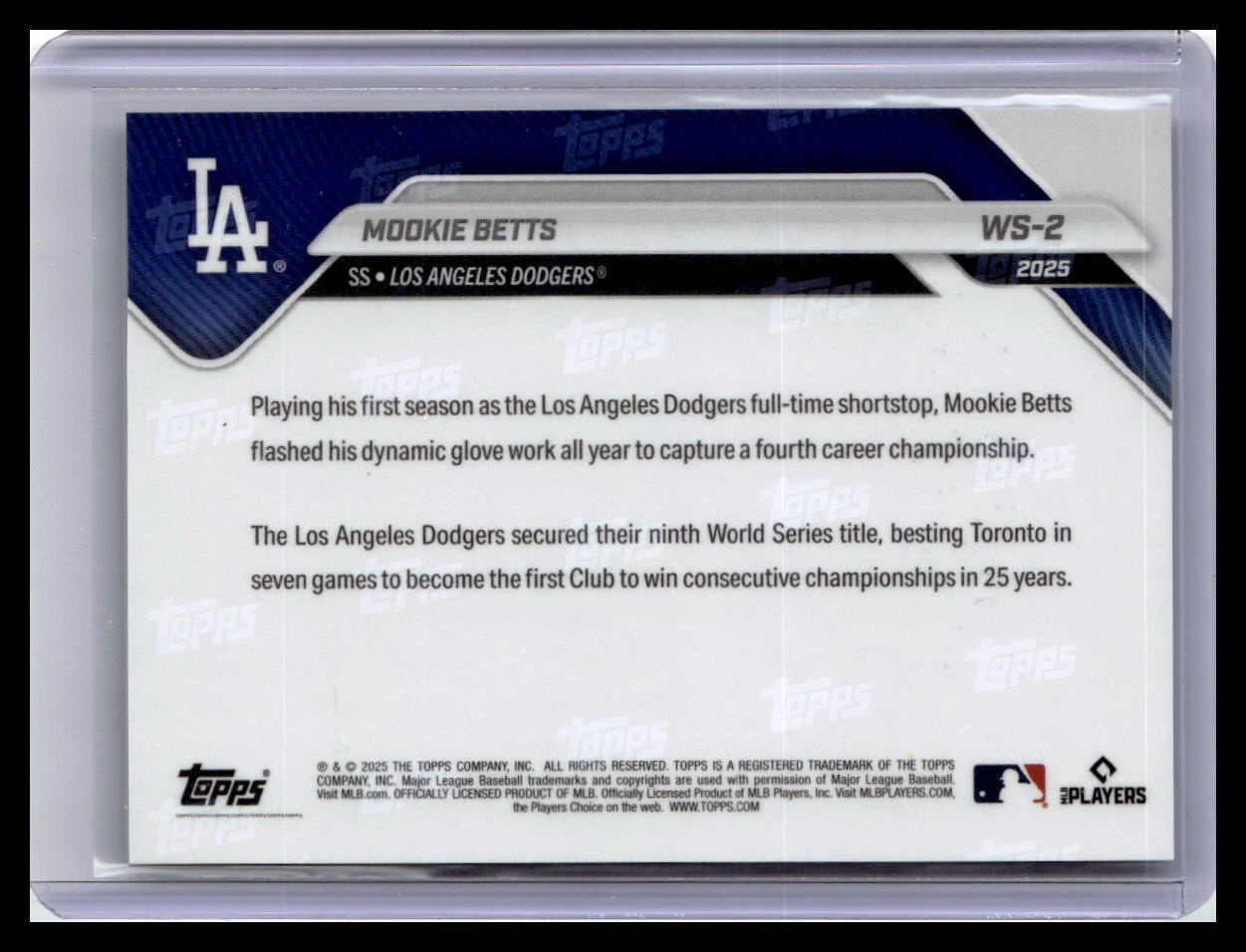2025 Topps Now World Series Champions Los Angeles Dodgers #WS-2 Mookie Betts