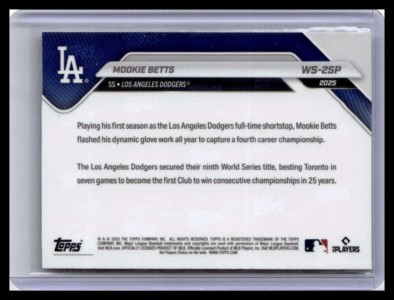 2025 Topps Now World Series Champions Los Angeles Dodgers #WS-2SP Mookie Betts