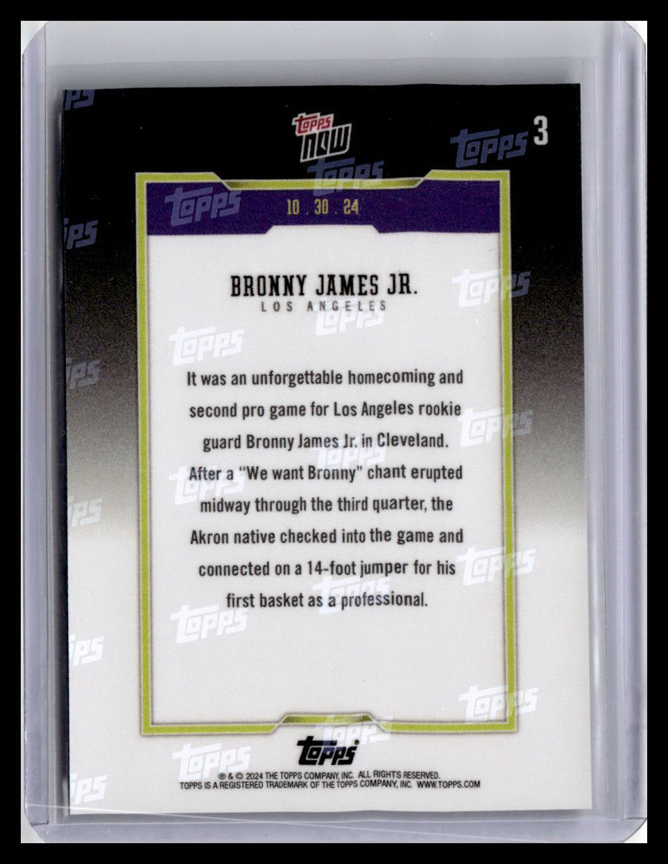 2024-25 Topps Now #3 Bronny James Jr.