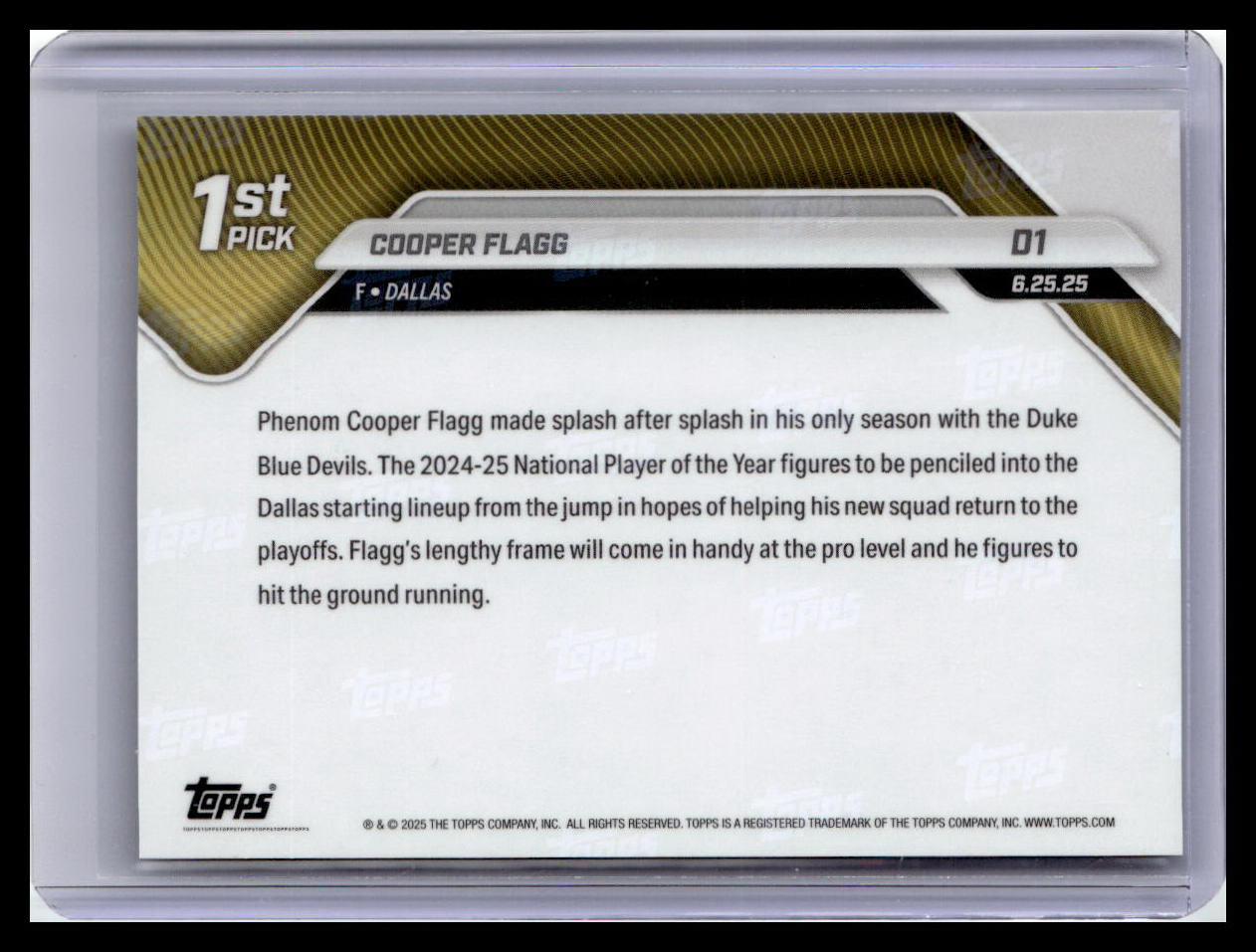 2025-26 Topps Now #D1 Cooper Flagg