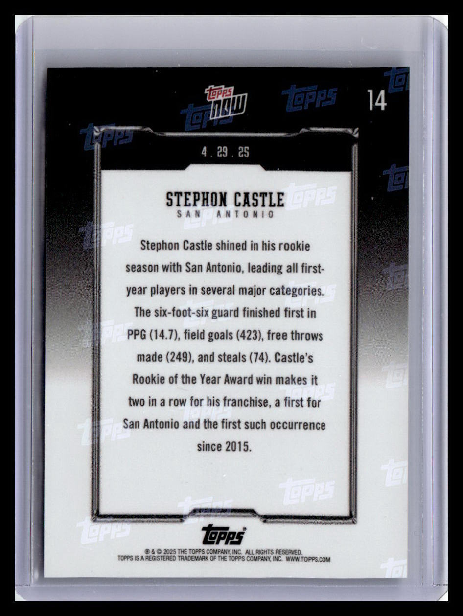 2024-25 Topps Now #14 Stephon Castle Rookie Of The Year