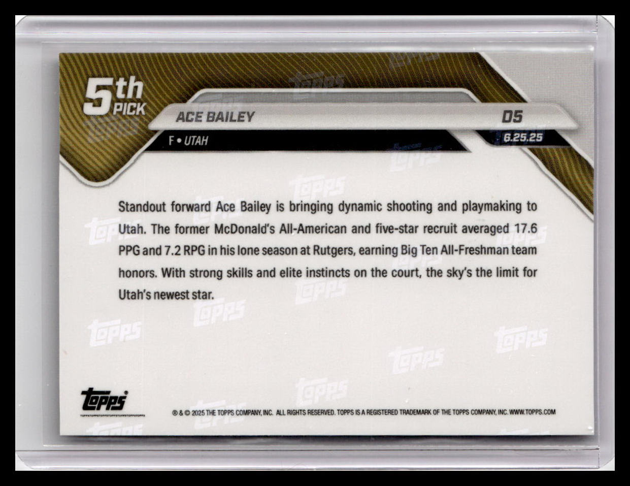 2025-26 Topps Now #D5 Ace Bailey