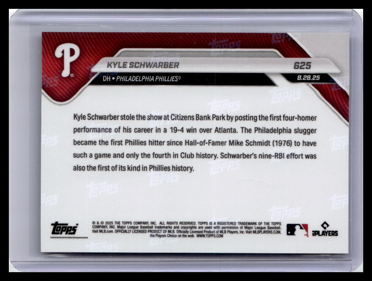 2025 Topps Now #625 Kyle Schwarber