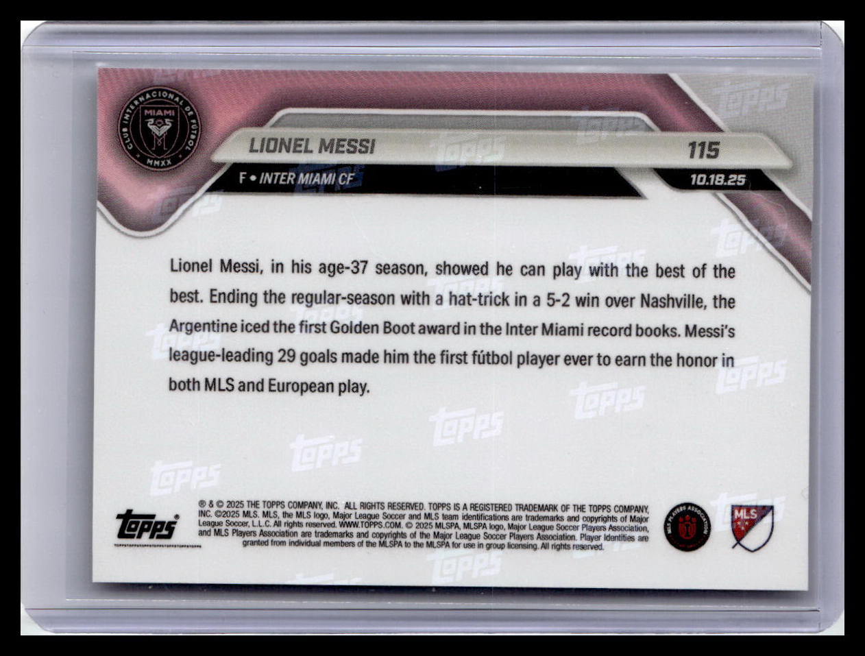 2025 Topps Now MLS #115 Lionel Messi