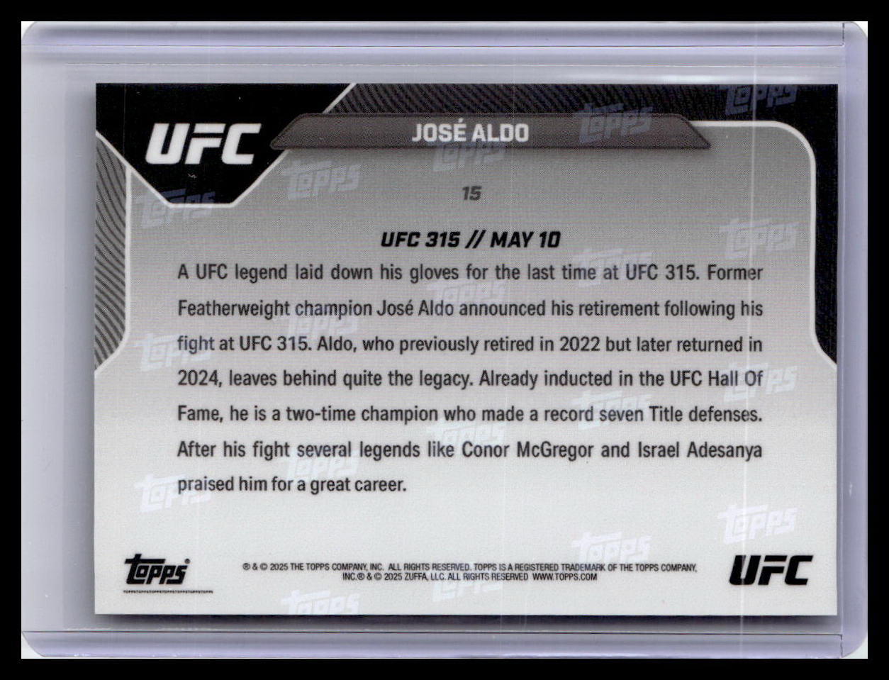 2025 Topps Now UFC #15 José Aldo