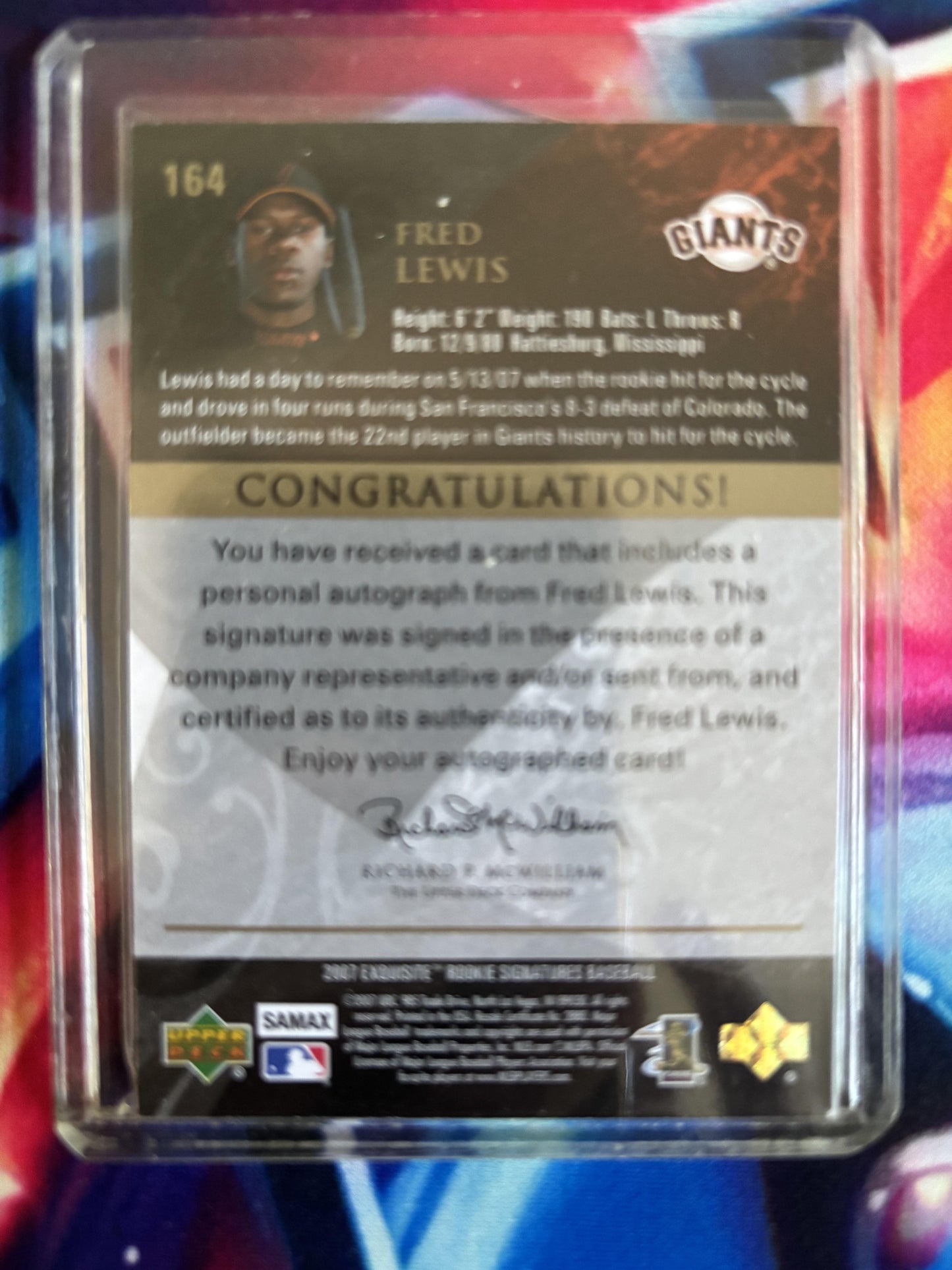 2007 Upper Deck Exquisite Collection Rookie Signatures #164 Fred Lewis 25/150