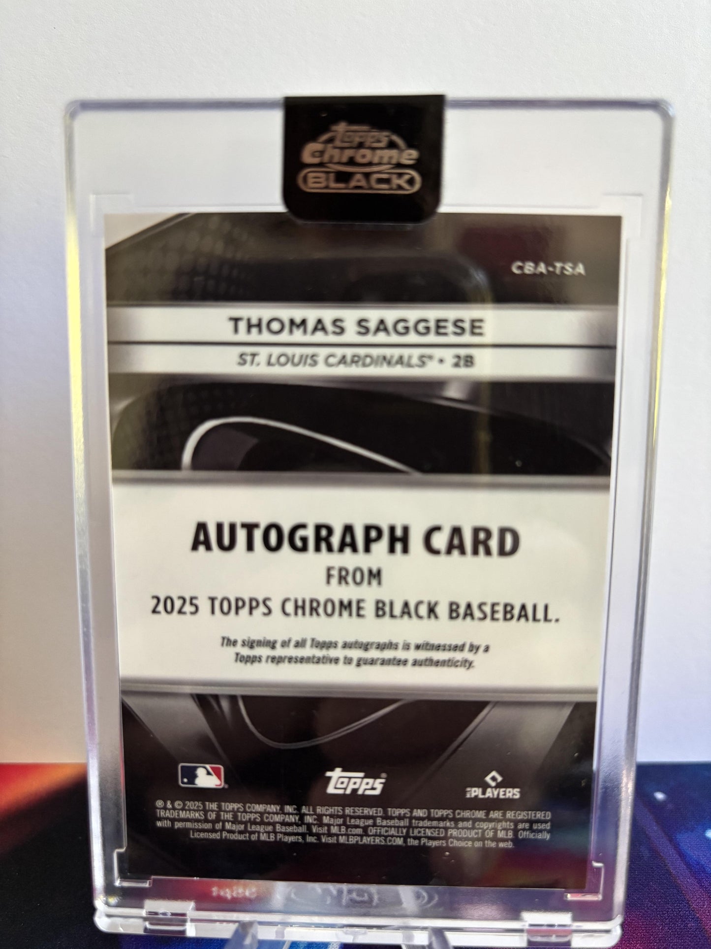 2025 Topps Chrome Black #CBA-TSA Thomas Saggese Chrome Black Autographs