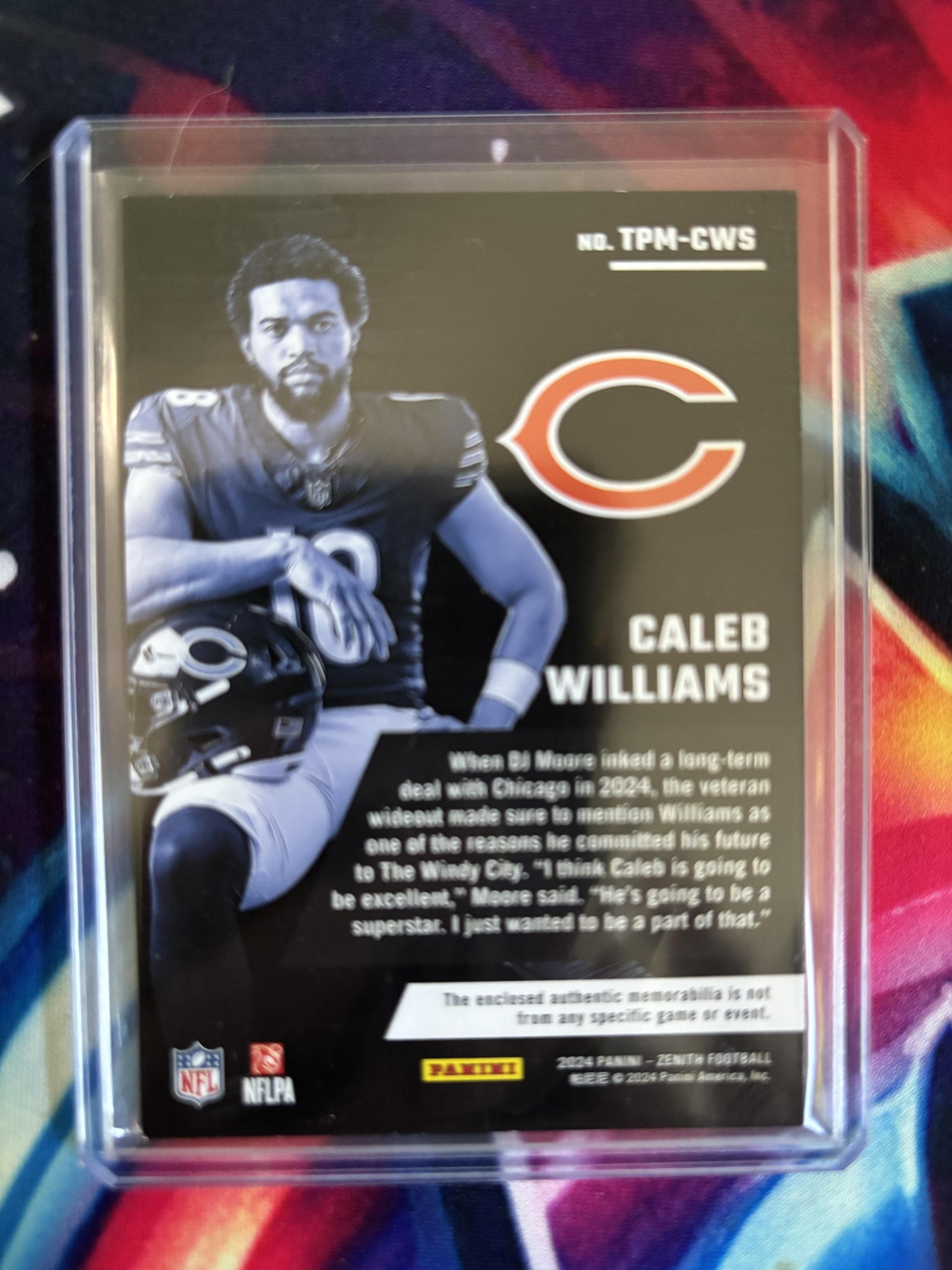 2024 Panini Zenith #TPM-CWS Caleb Williams Turning Pro Memorabilia