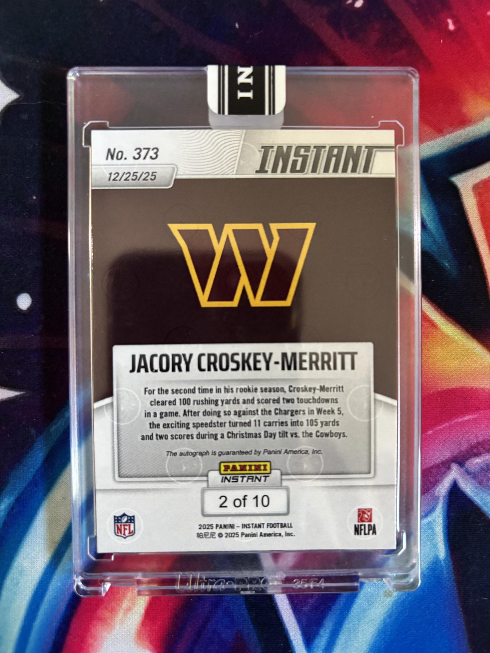 2025 Panini Instant NFL #373 Jacory Croskey-Merritt Water 2/10