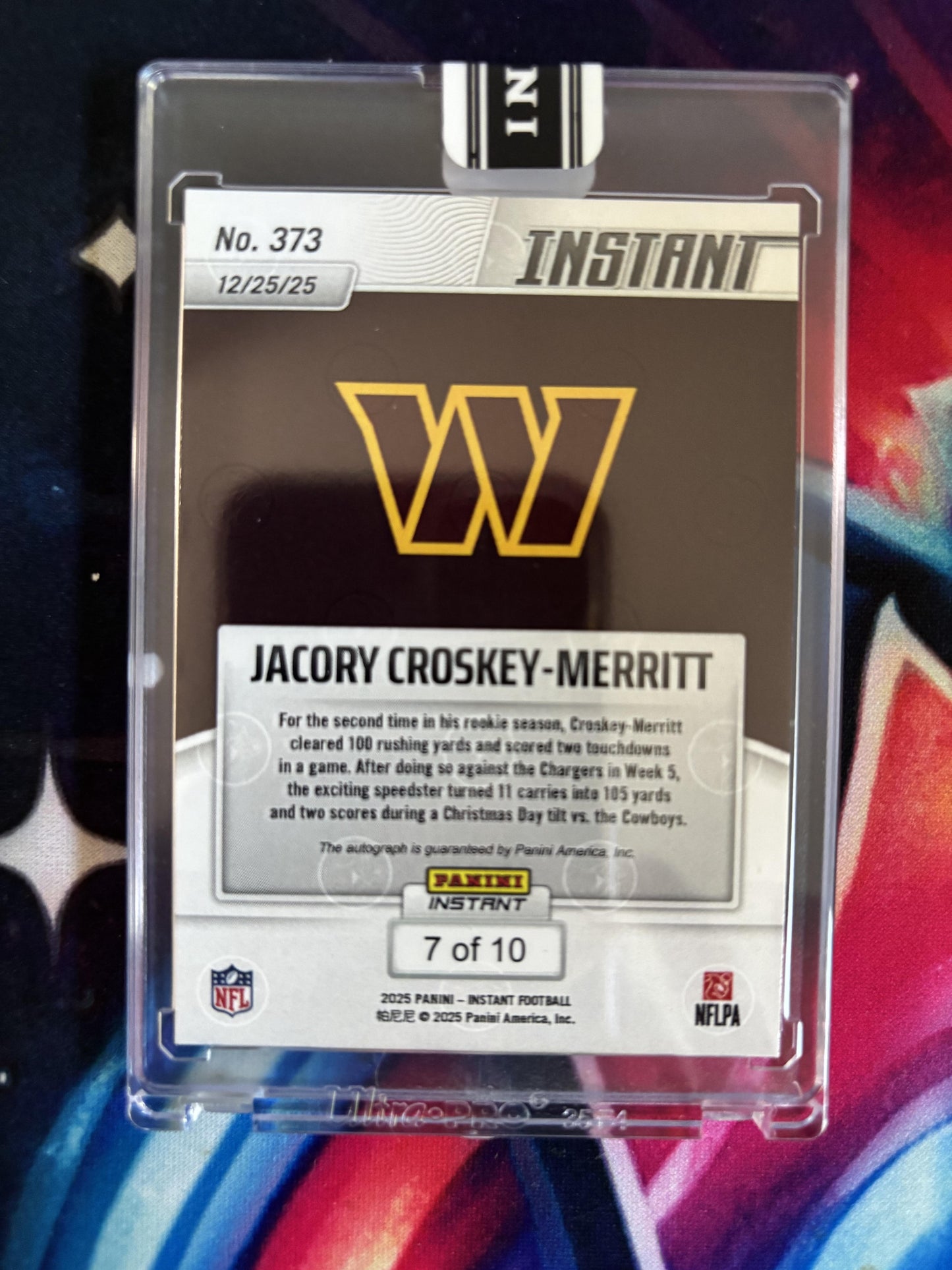 2025 Panini Instant NFL #373 Jacory Croskey-Merritt Water 7/10