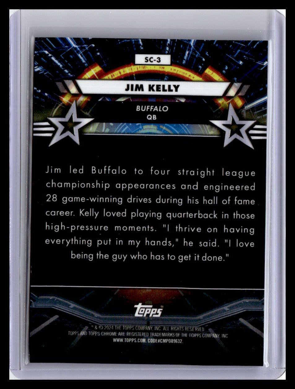 2024 Topps Chrome Cosmic #SC-3 Jim Kelly Star Command Blue Moon Refractors #/99