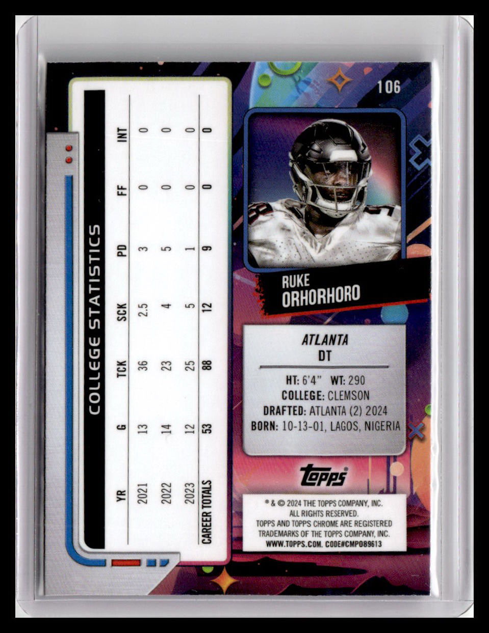 2024 Topps Chrome Cosmic #106 Ruke Orhorhoro
