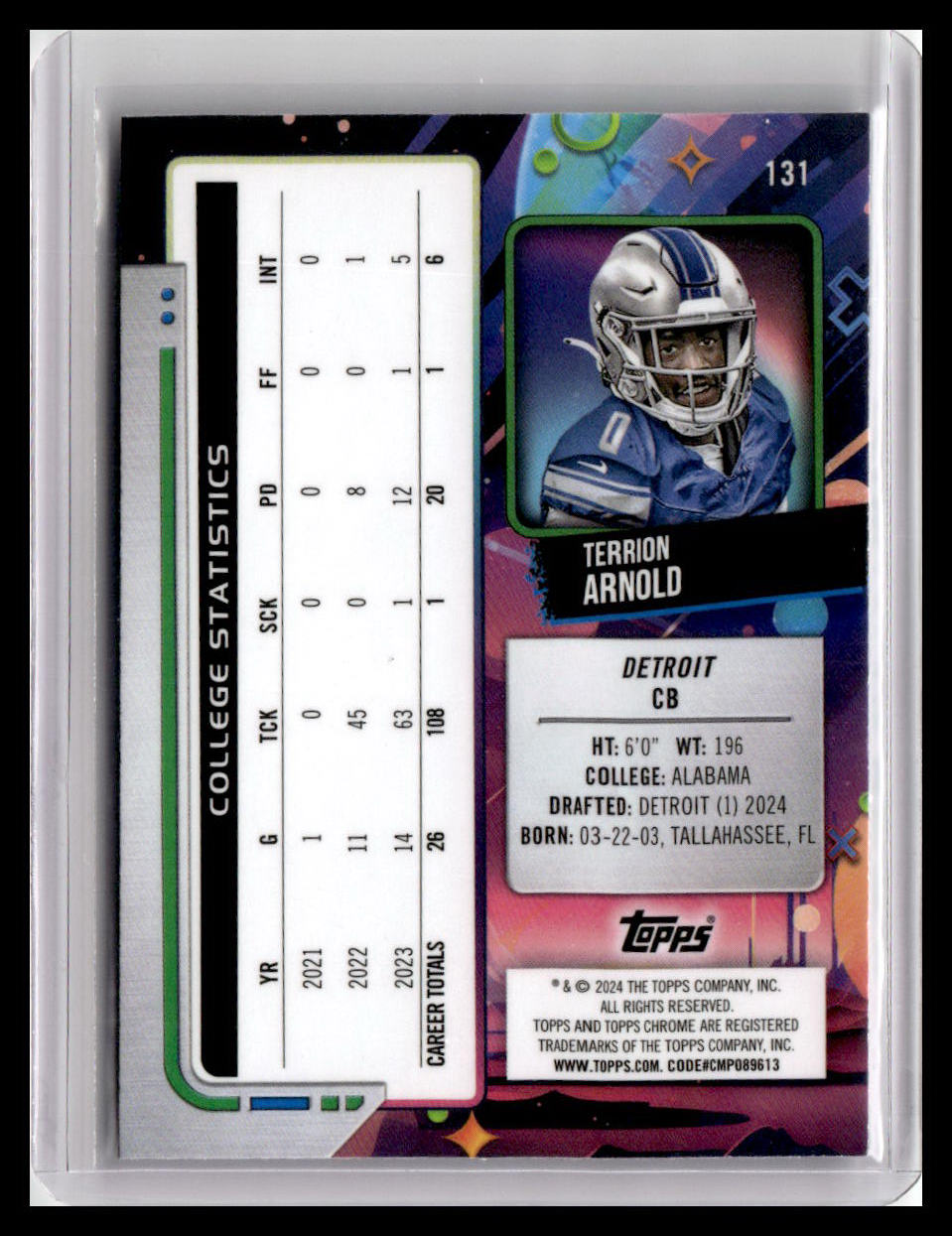 2024 Topps Chrome Cosmic #131 Terrion Arnold