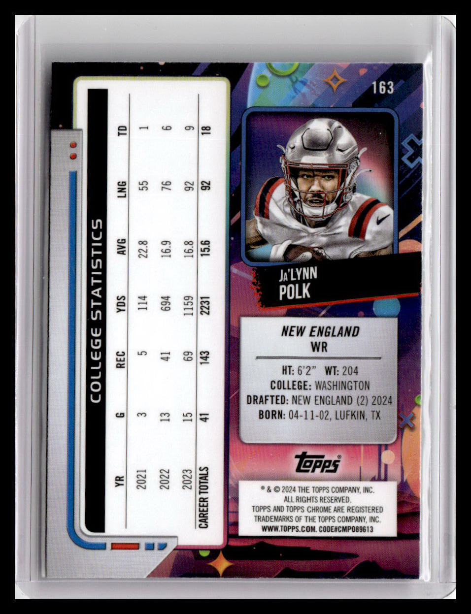 2024 Topps Chrome Cosmic #163 Ja'Lynn Polk