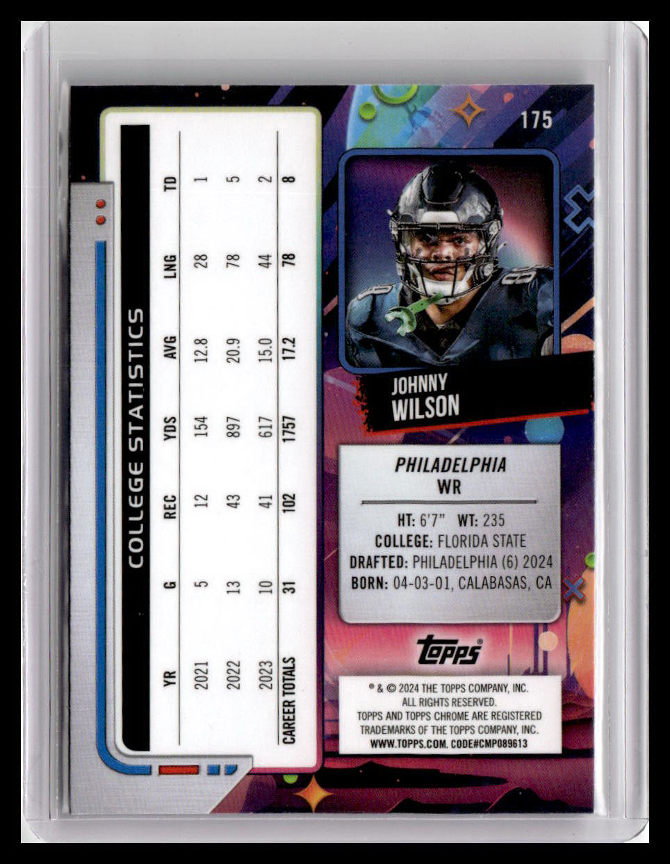 2024 Topps Chrome Cosmic #175 Johnny Wilson