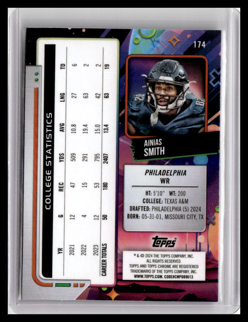 2024 Topps Chrome Cosmic #174 Ainias Smith