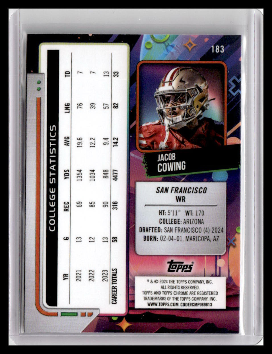 2024 Topps Chrome Cosmic #183 Jacob Cowing