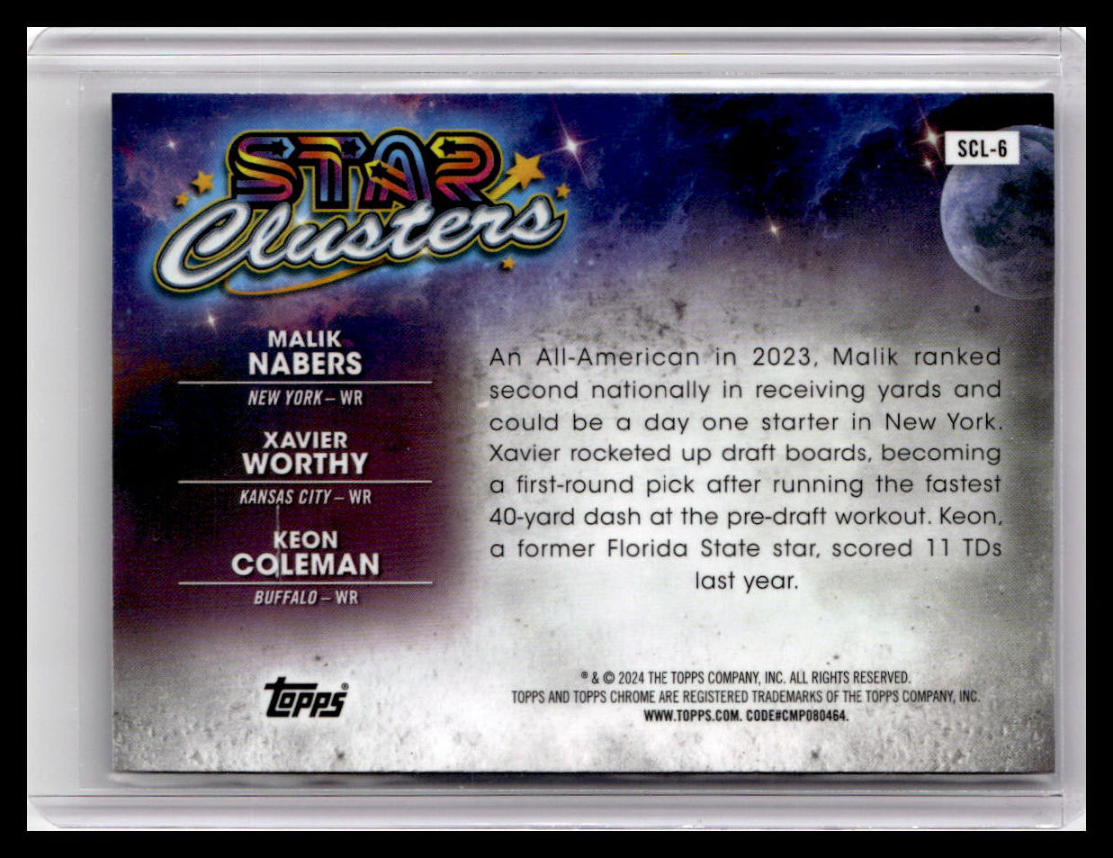 2024 Topps Chrome Cosmic #SCL-6 Coleman / Nabers / Worthy Star Clusters